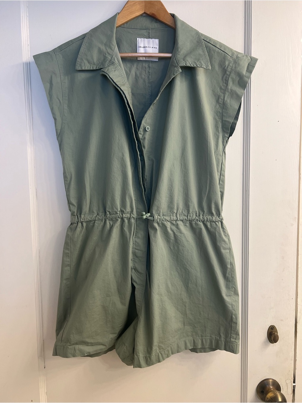 Celebrity Pink Olive Green Utility Romper for women